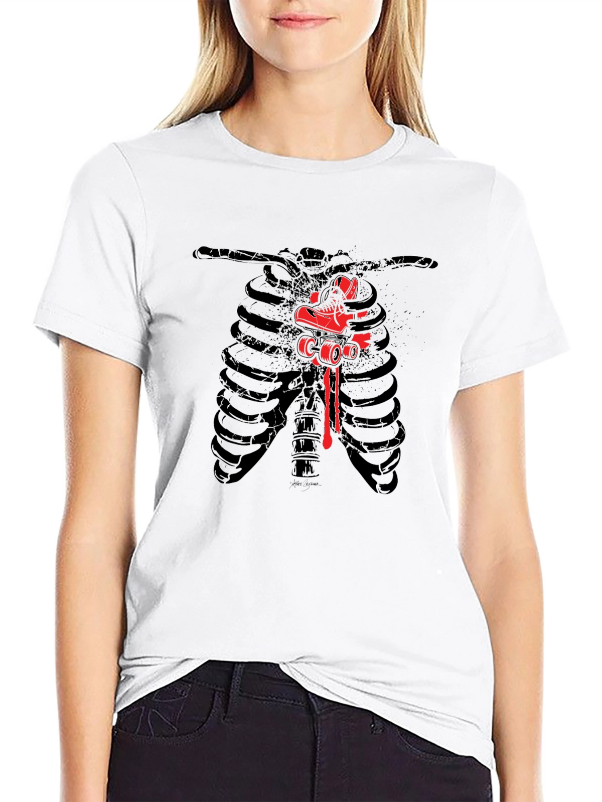 Ribcage Roller Skate Graphic Tee - Black