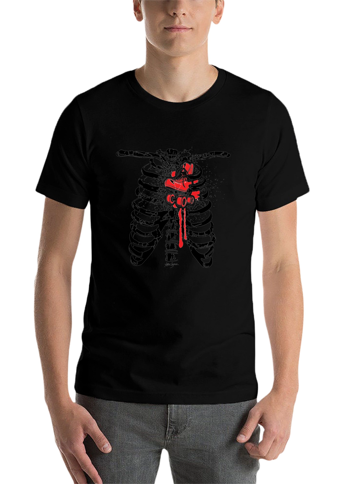 Ribcage Roller Skate Graphic Tee - Black