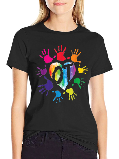 OT Rainbow Heart Handprint T-Shirt