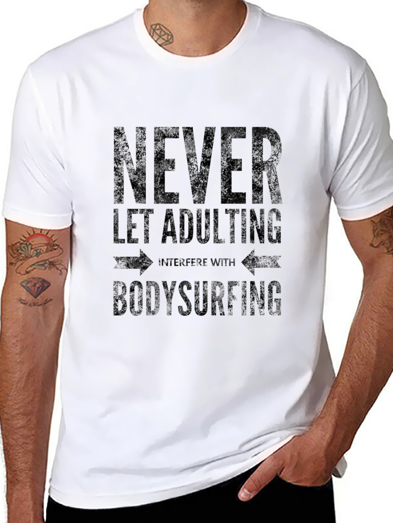 Never Let Adulting Bodysurfing T-Shirt