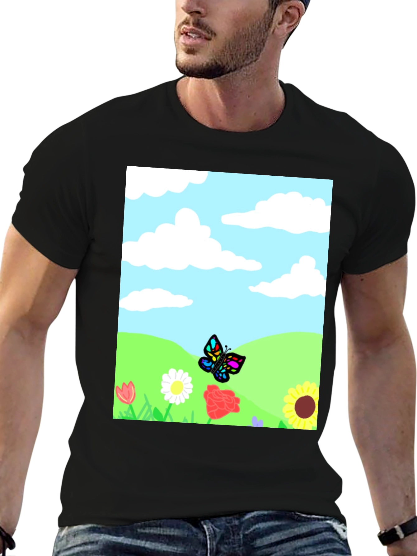 Butterfly Meadow Graphic Tee - Black