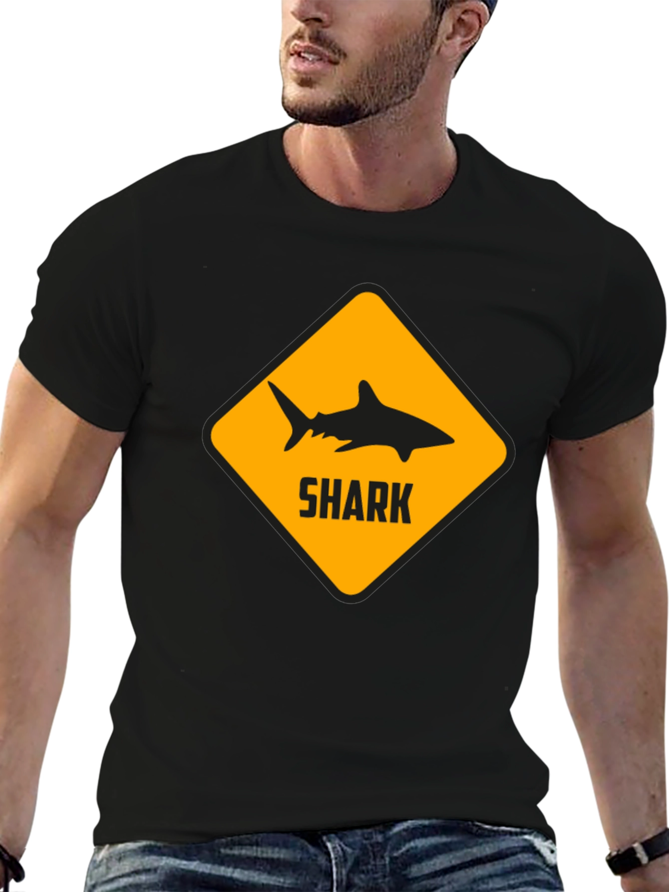 Shark Warning Black T-Shirt