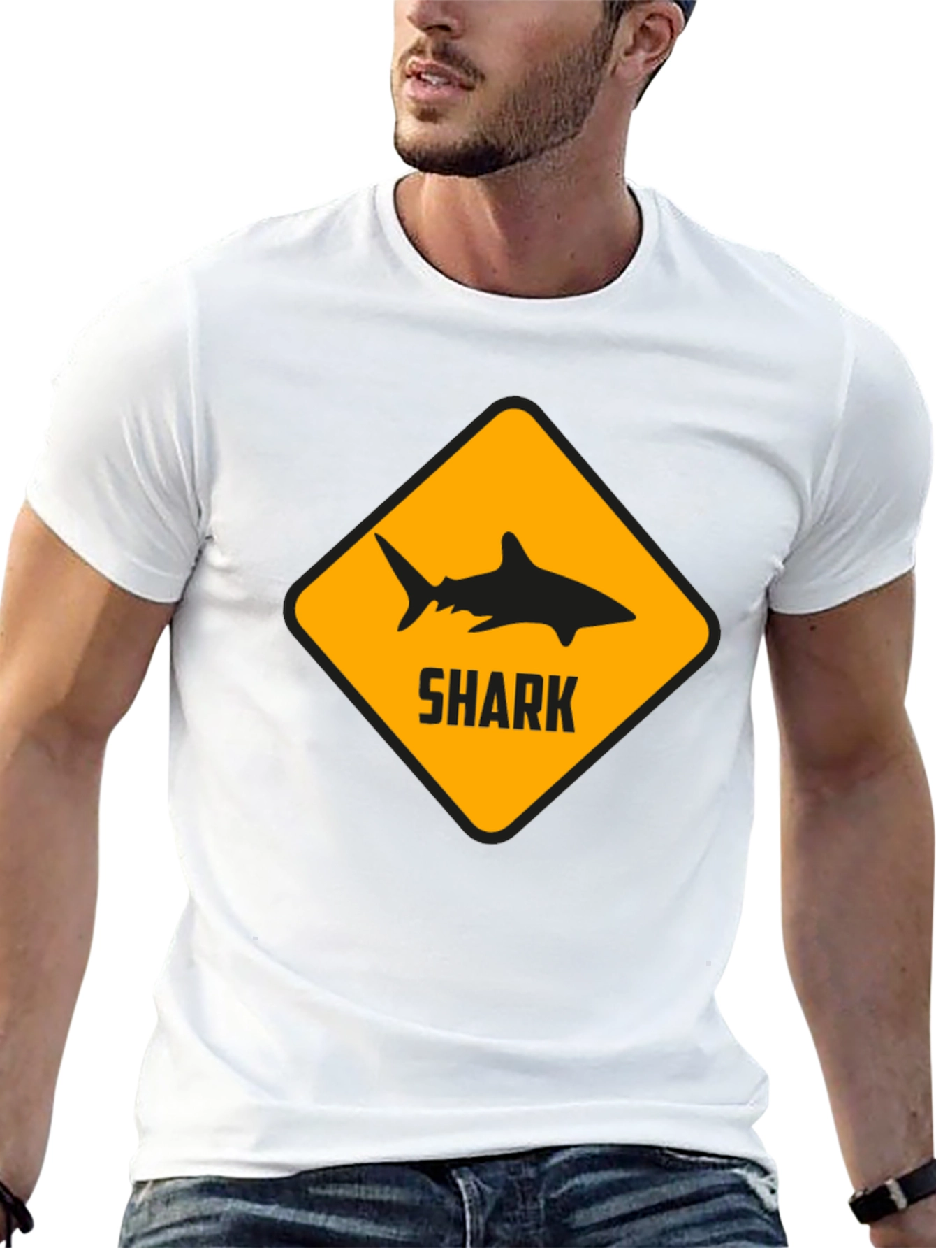 Shark Warning Black T-Shirt