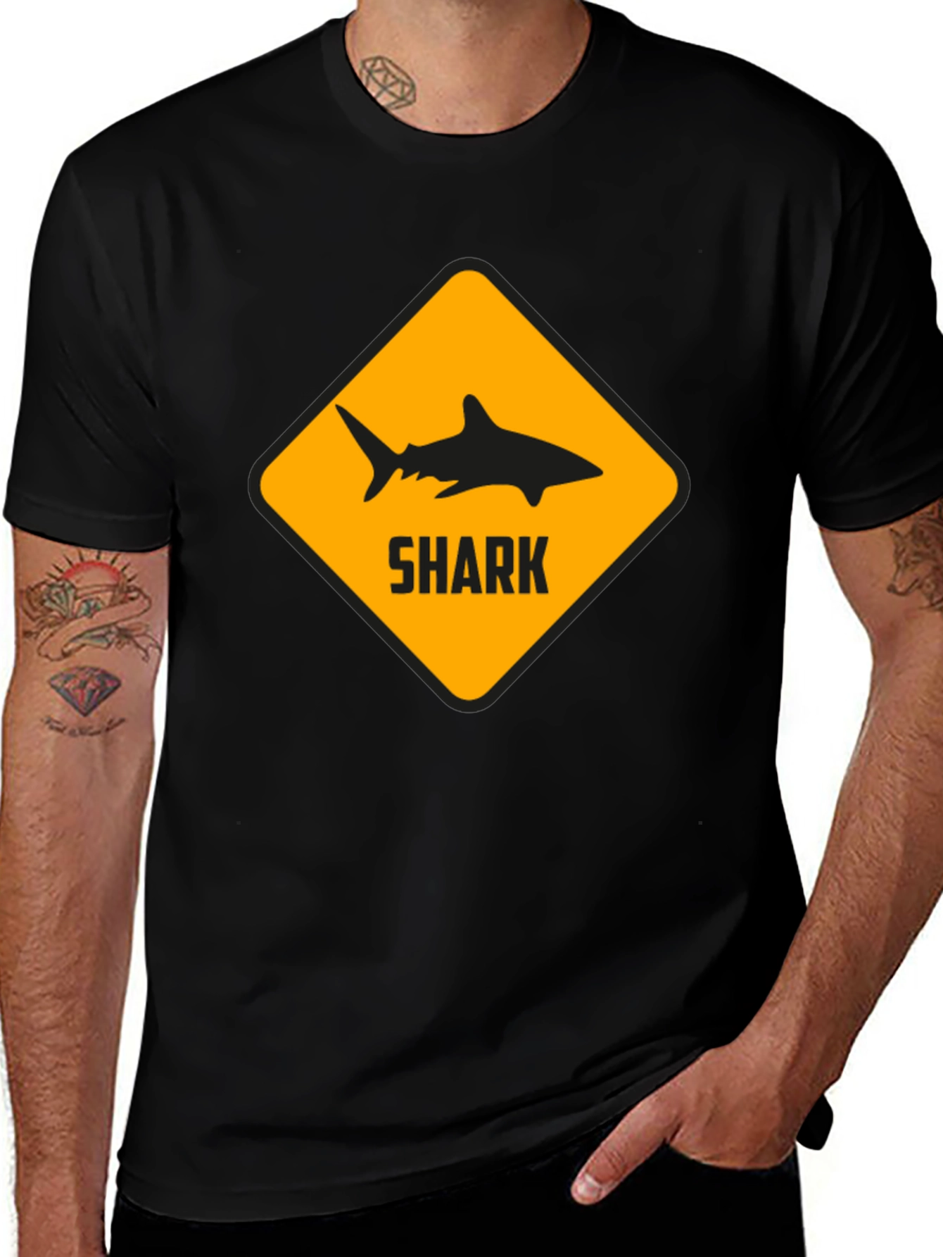 Shark Warning Black T-Shirt