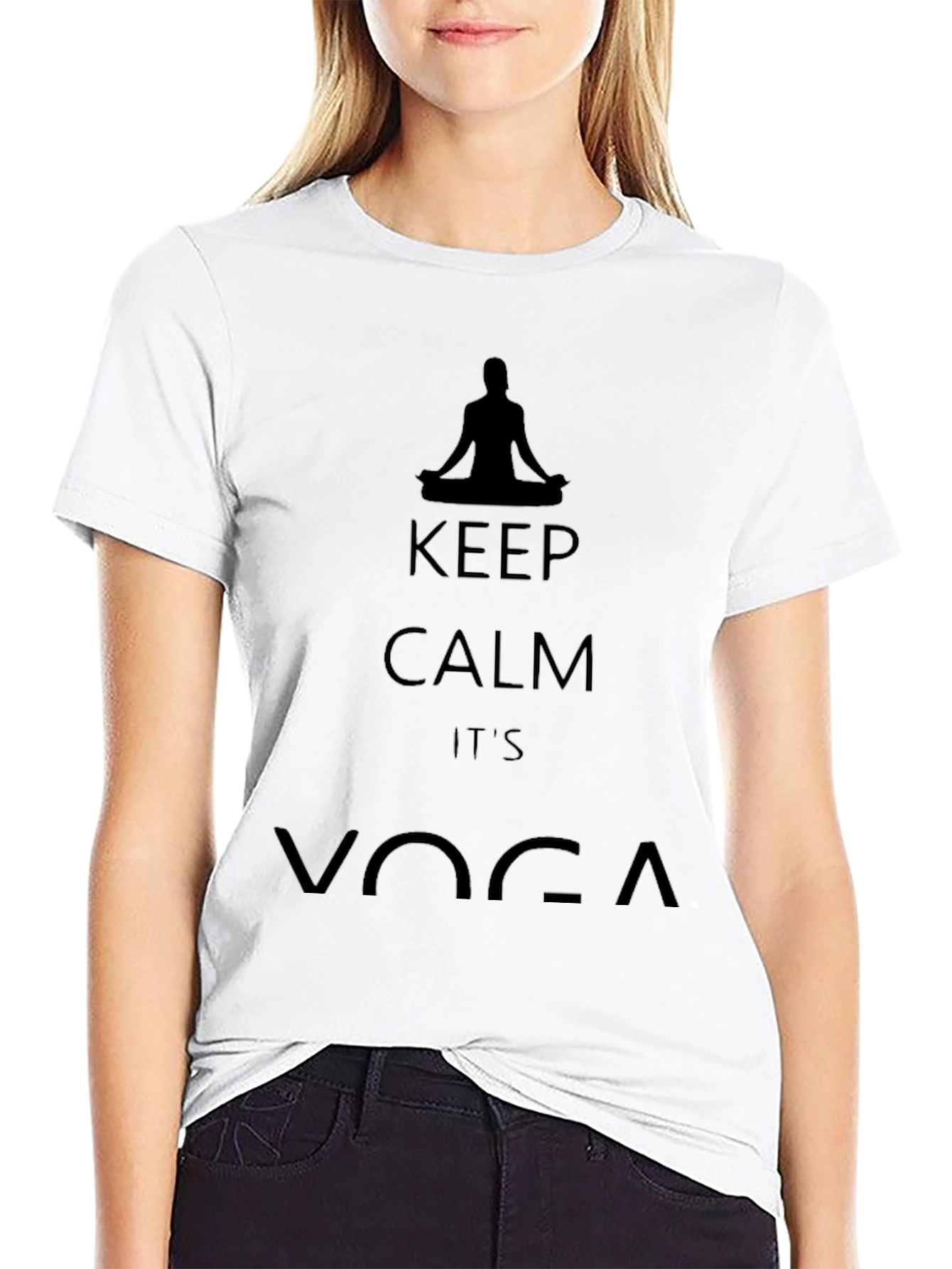 Keep Calm Its Yoga Black Graphic T-Shirt