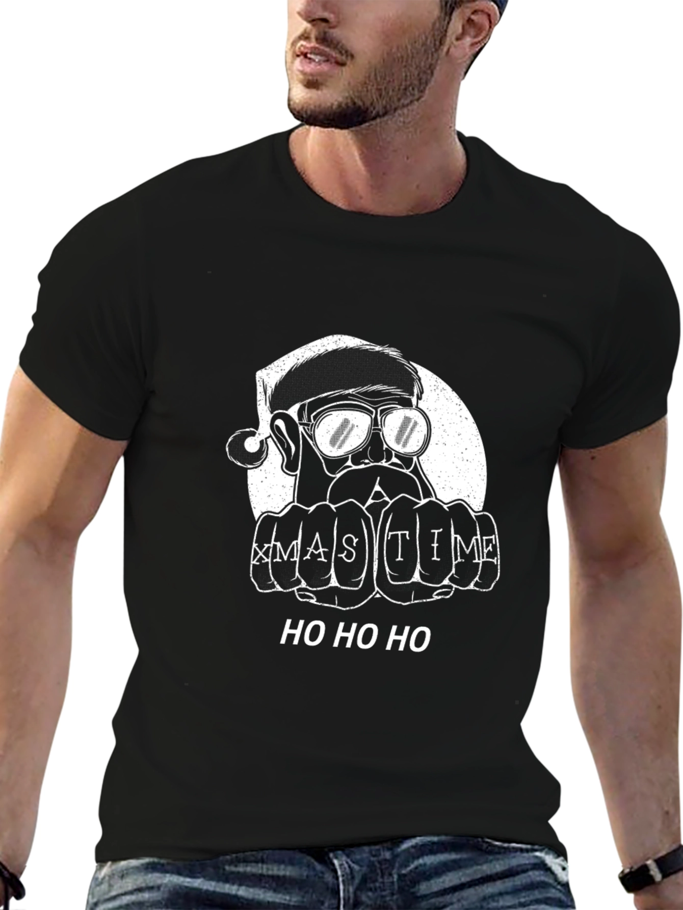 Xmas Time Santa Black T-Shirt