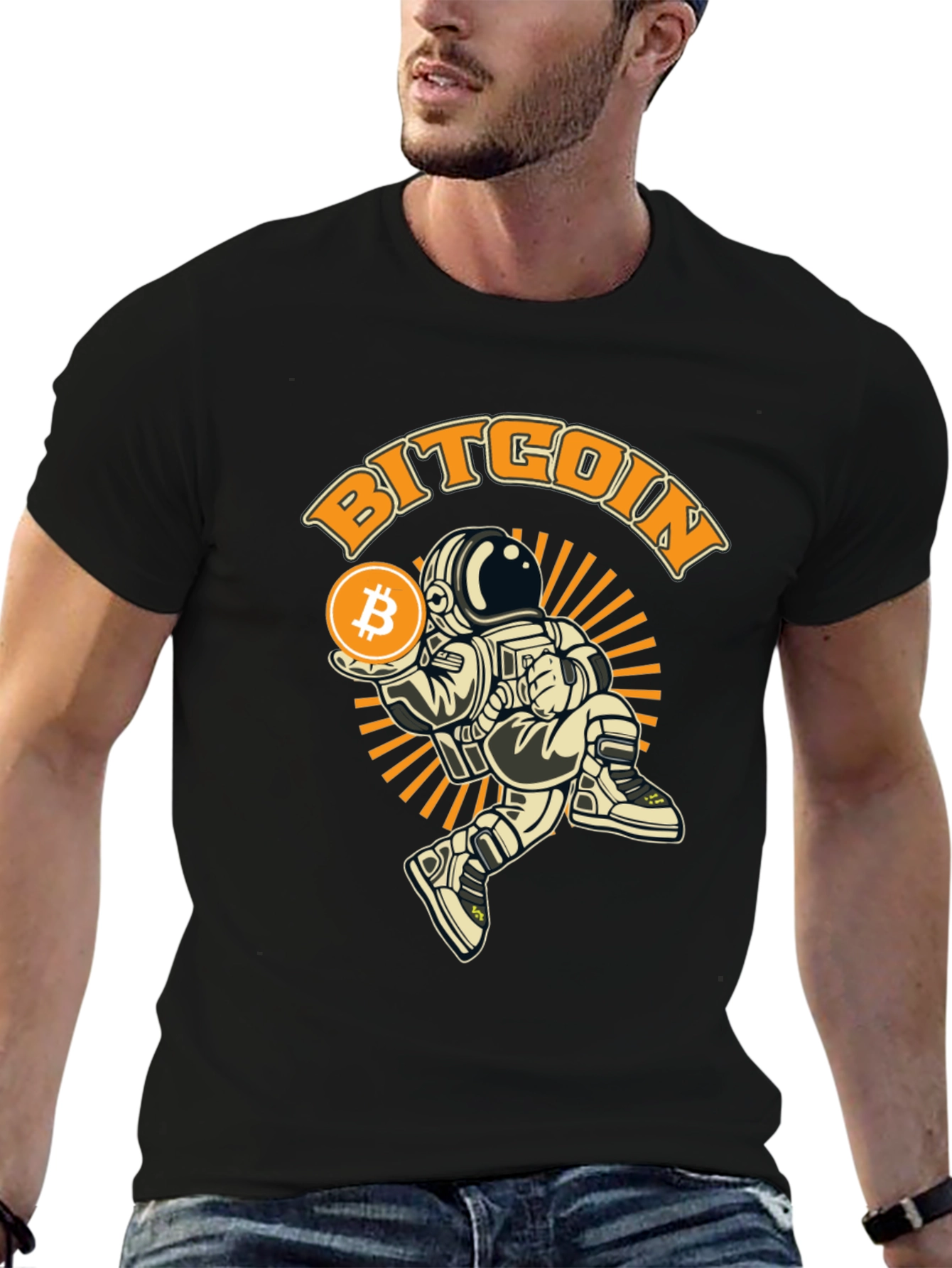 Bitcoin Astronaut Graphic T-Shirt - Black