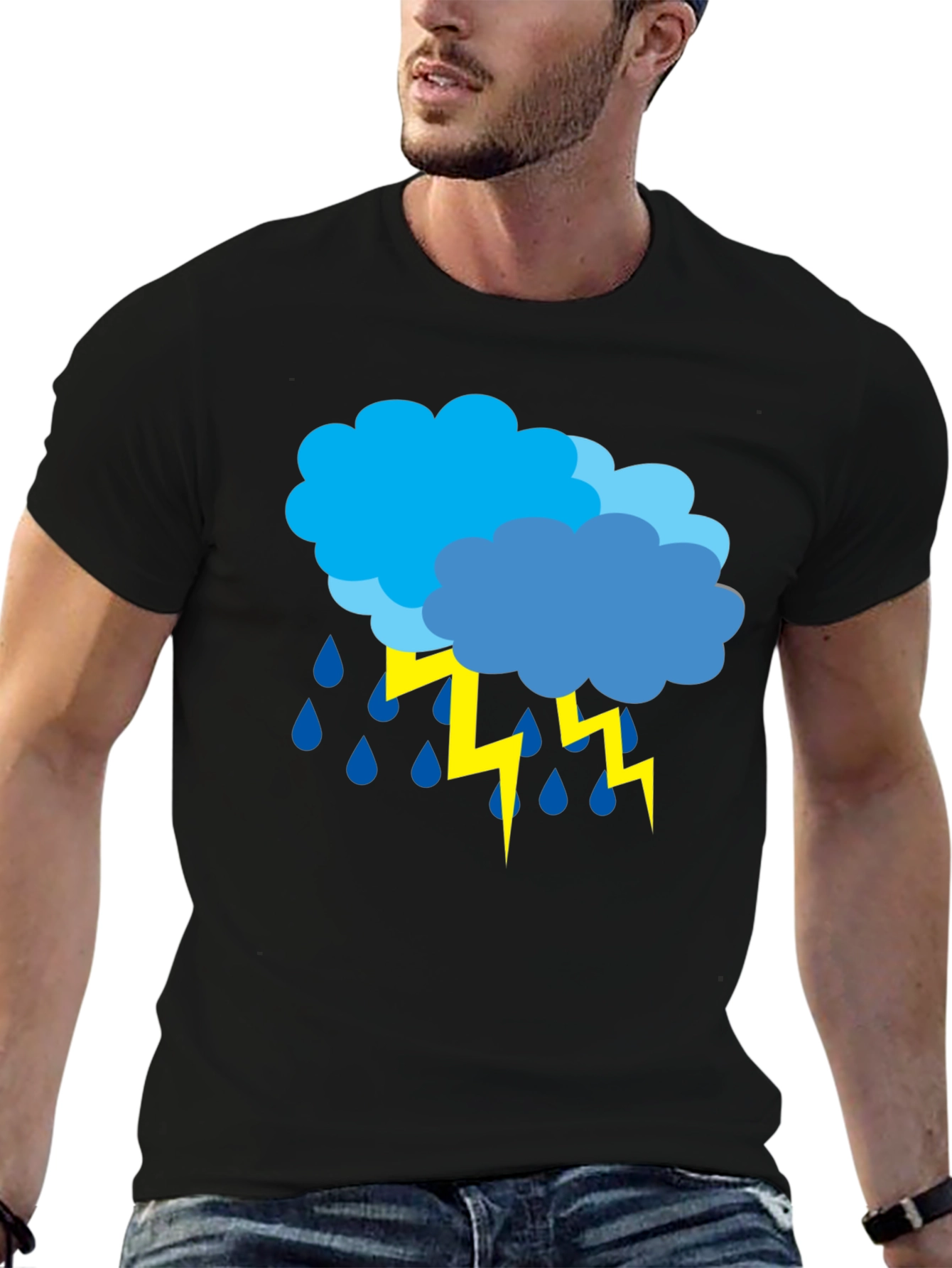 Stormy Weather Graphic Tee - Black Cotton T-Shirt