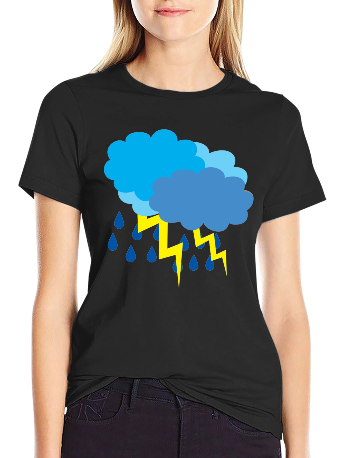 Stormy Weather Graphic Tee - Black Cotton T-Shirt
