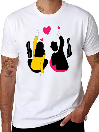 Couples Love Graphic Black T-Shirt