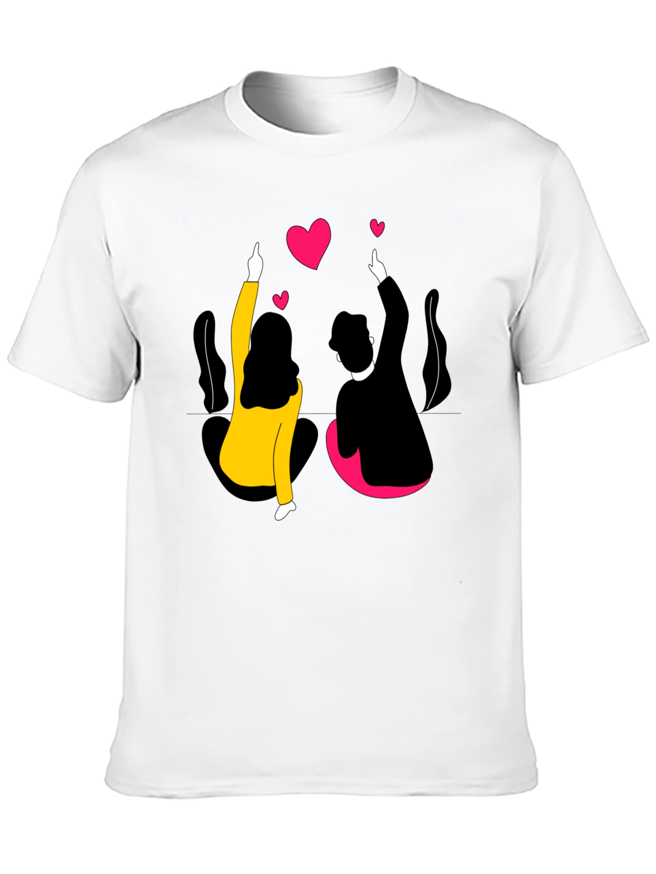 Couples Love Graphic Black T-Shirt