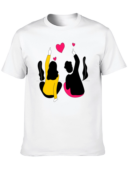 Couples Love Graphic Black T-Shirt
