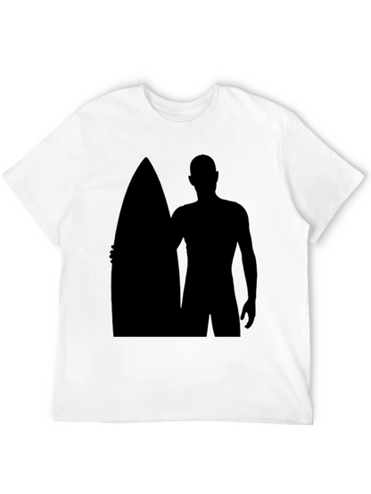 Surfer Silhouette Graphic T-Shirt - Black