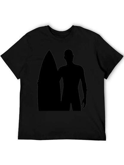 Surfer Silhouette Graphic T-Shirt - Black