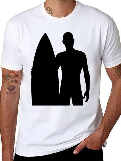 Surfer Silhouette Graphic T-Shirt - Black
