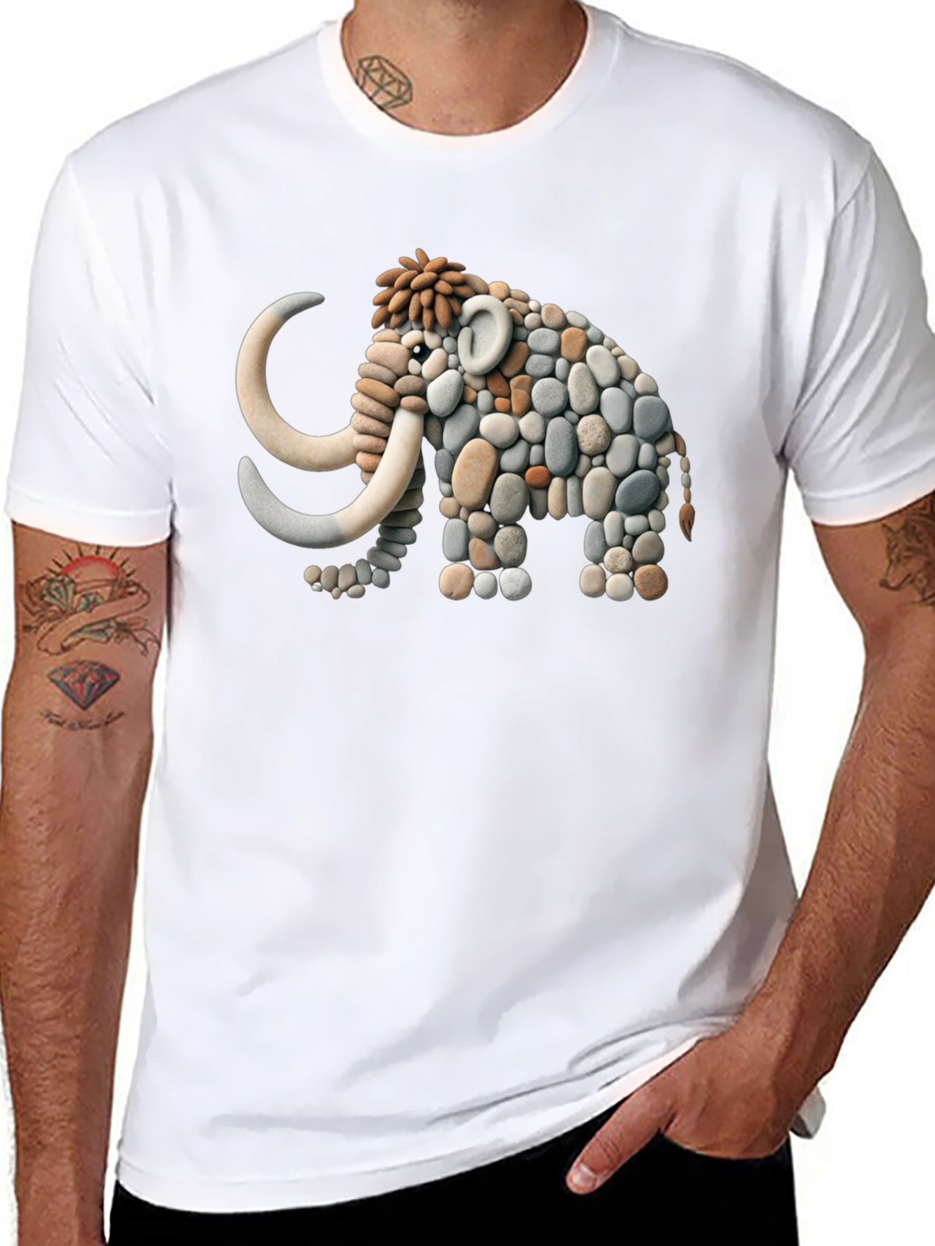 Stone Mammoth Graphic Tee - Unique Black T-Shirt