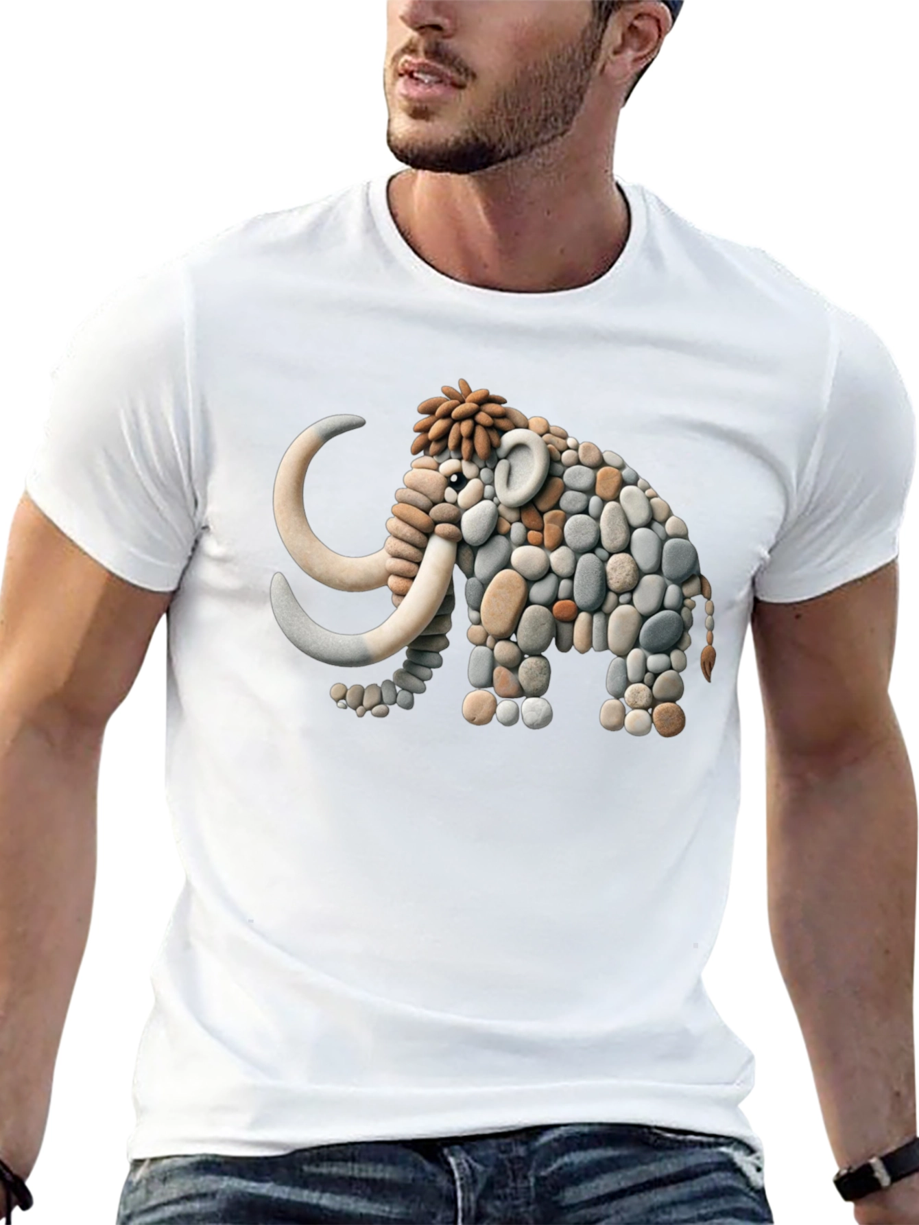 Stone Mammoth Graphic Tee - Unique Black T-Shirt