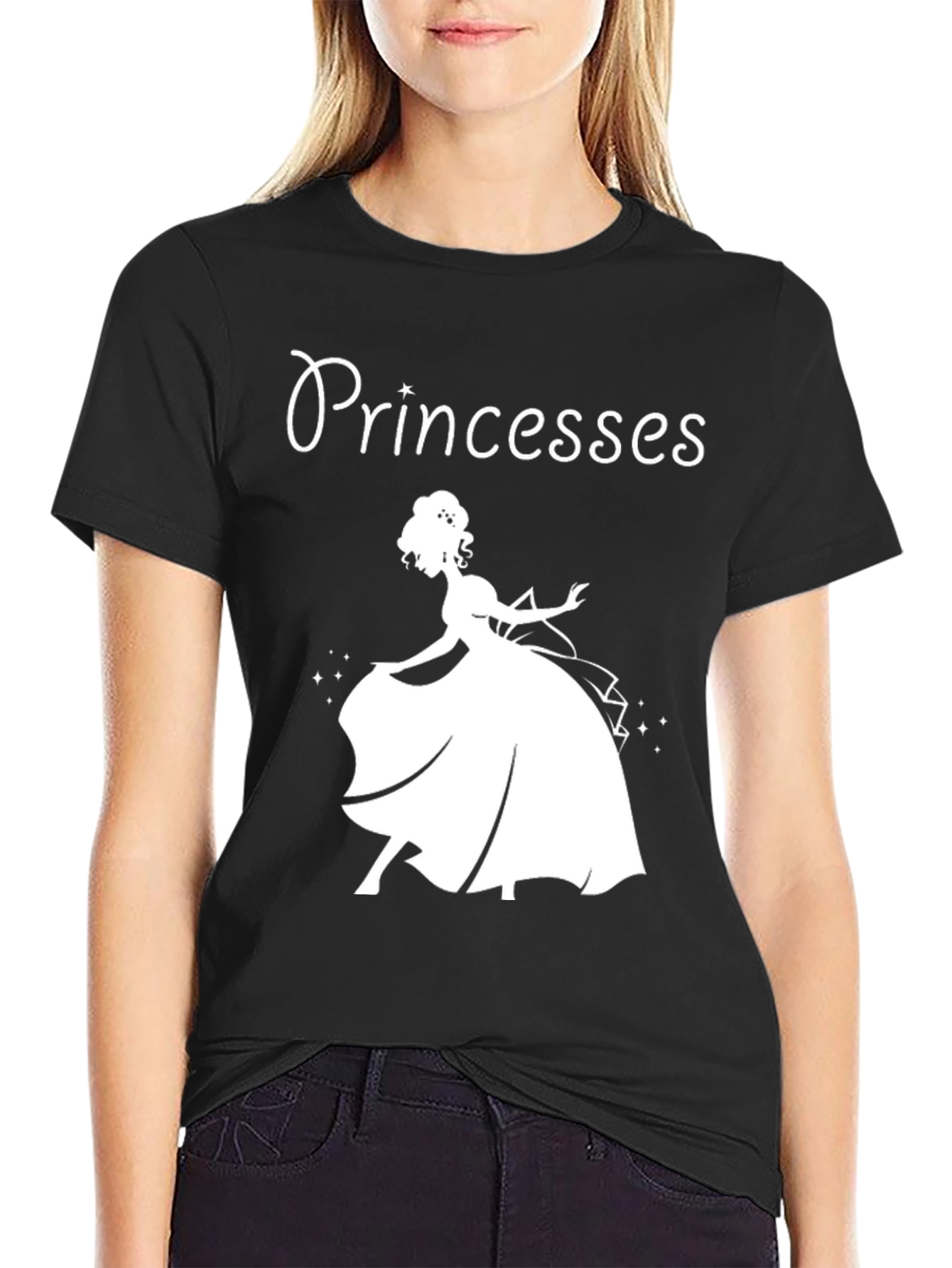 Princesses Graphic Tee - Black Cotton T-Shirt
