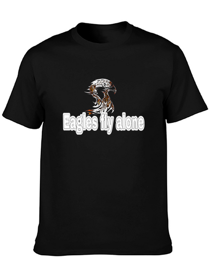 Eagles Fly Alone Graphic Black T-Shirt