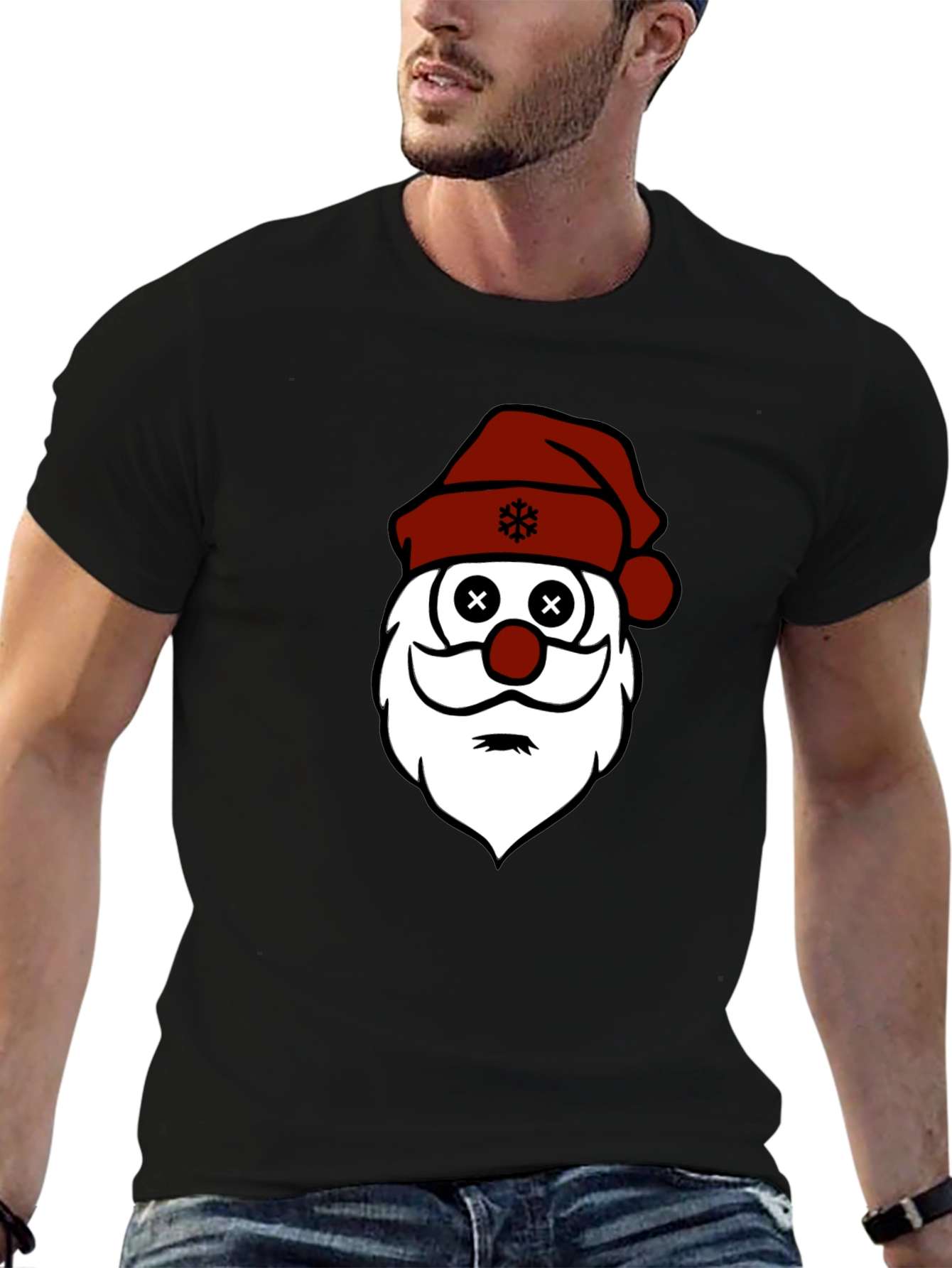 Santa Face Christmas Graphic T-Shirt