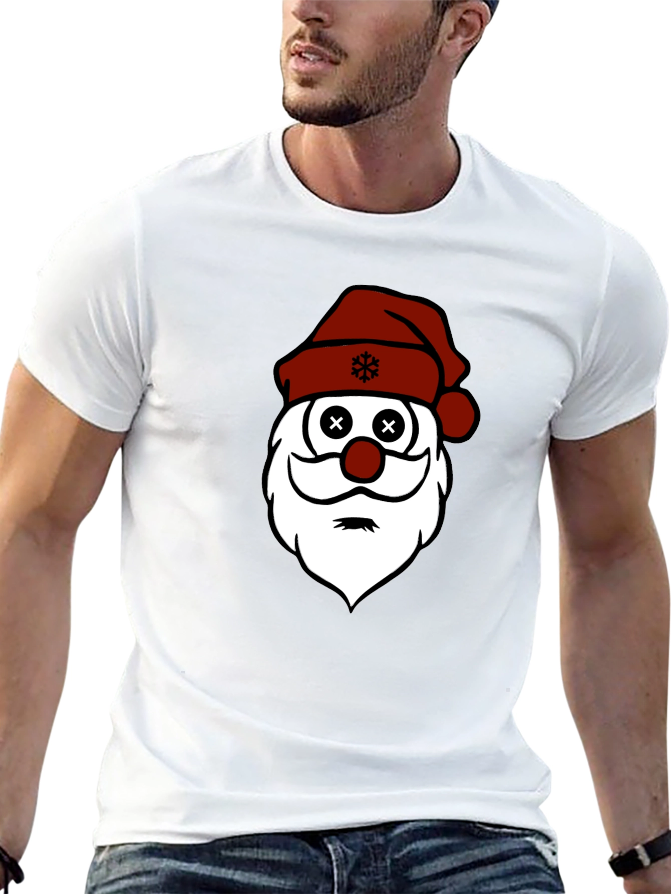 Santa Face Christmas Graphic T-Shirt