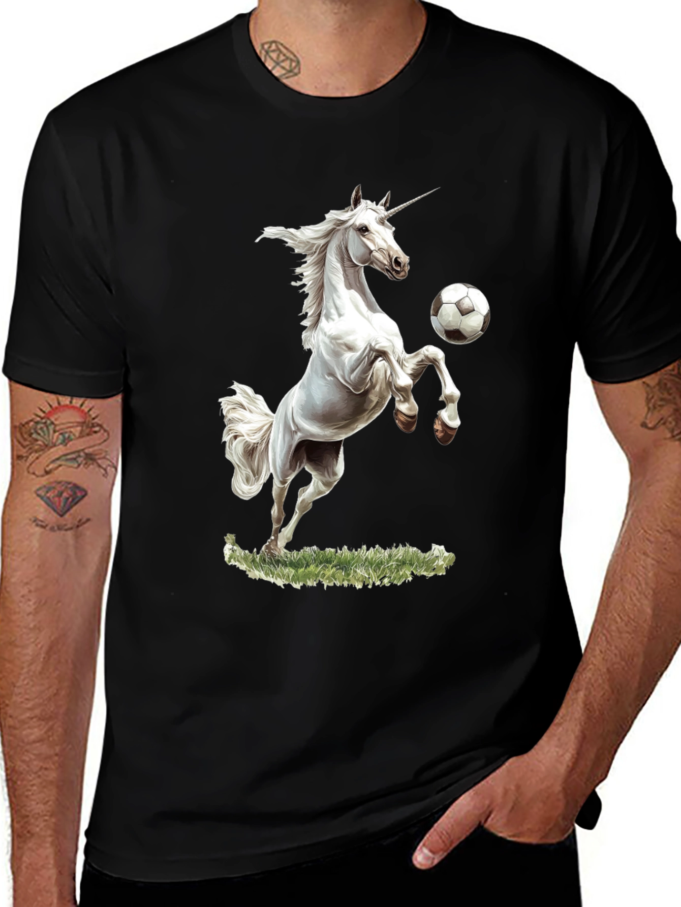 Unicorn Soccer Black T-Shirt