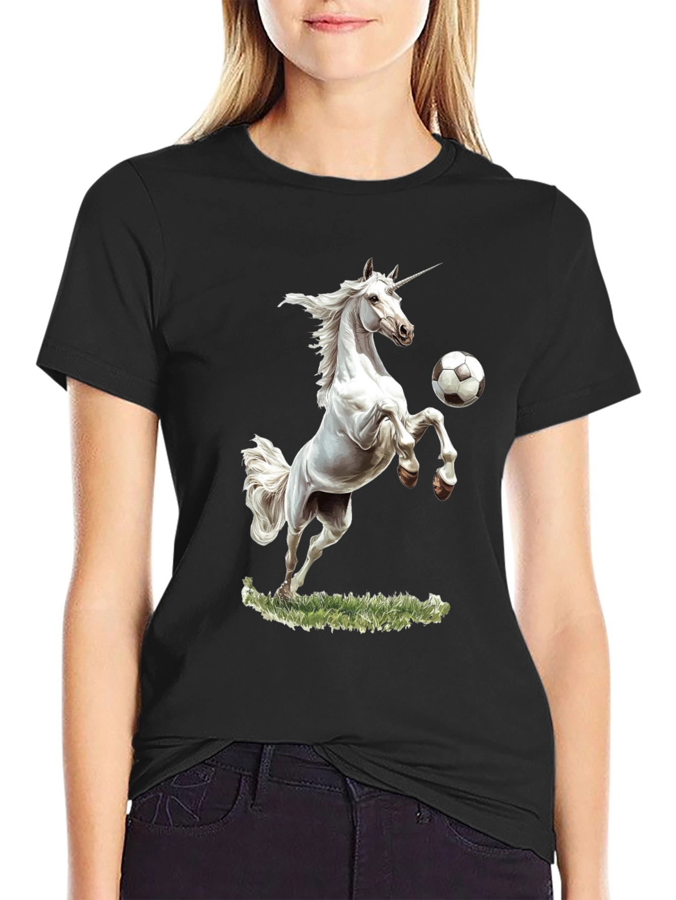 Unicorn Soccer Black T-Shirt