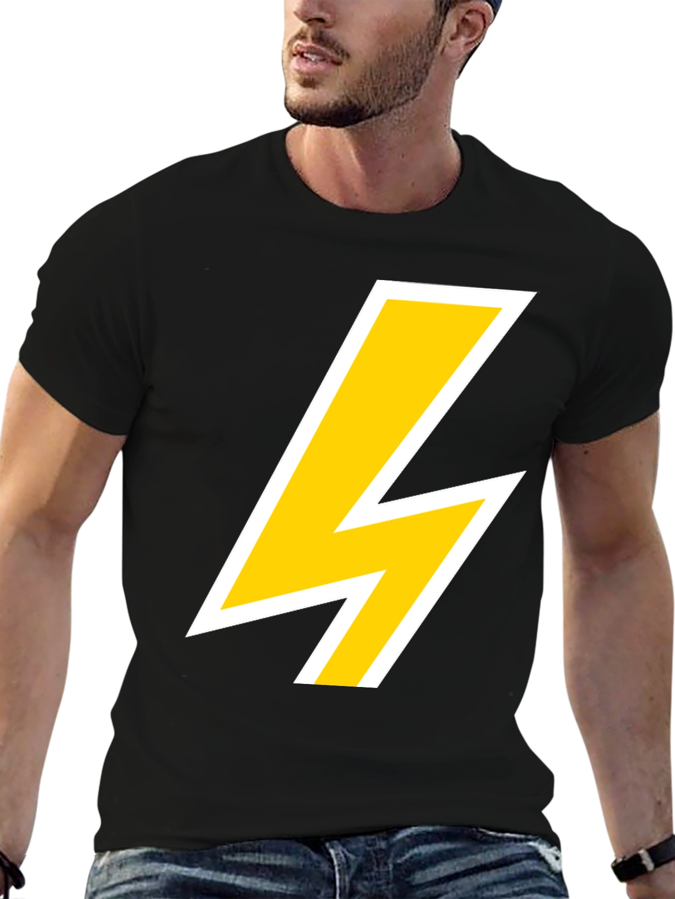 Lightning Bolt Graphic Tee - Bold Black T-Shirt