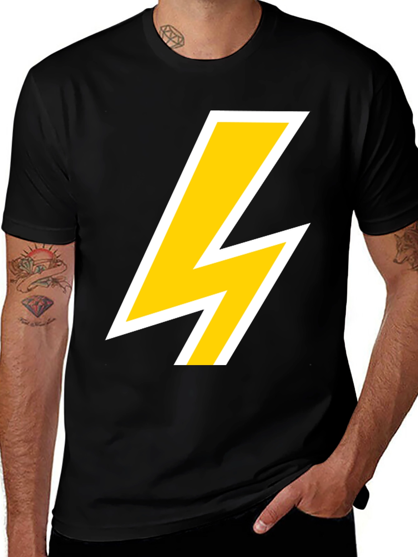 Lightning Bolt Graphic Tee - Bold Black T-Shirt