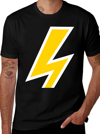 Lightning Bolt Graphic Tee - Bold Black T-Shirt