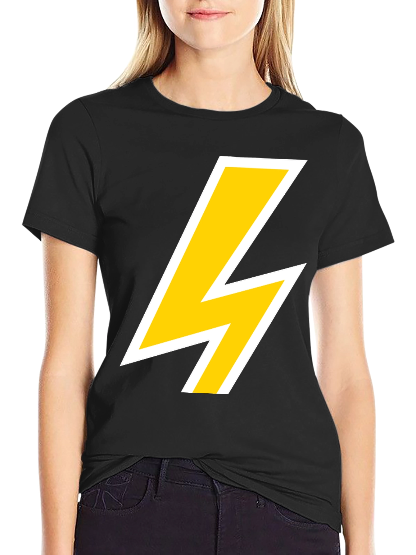 Lightning Bolt Graphic Tee - Bold Black T-Shirt