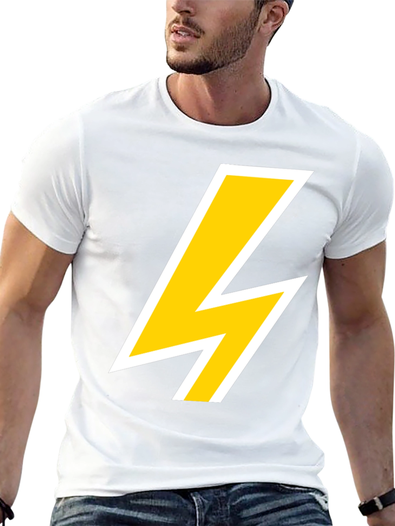 Lightning Bolt Graphic Tee - Bold Black T-Shirt