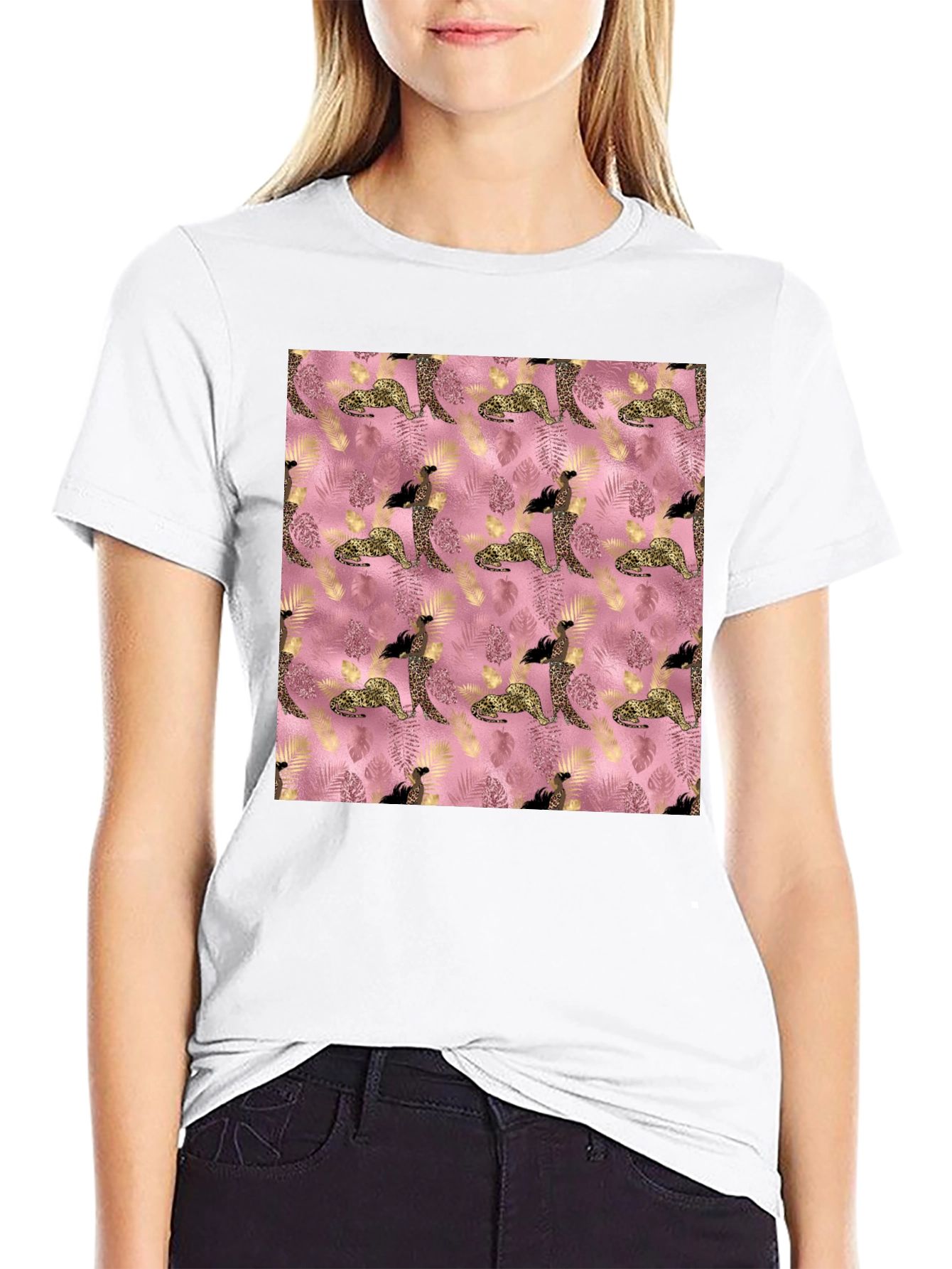 Stylish Pink Leopard Print Tee
