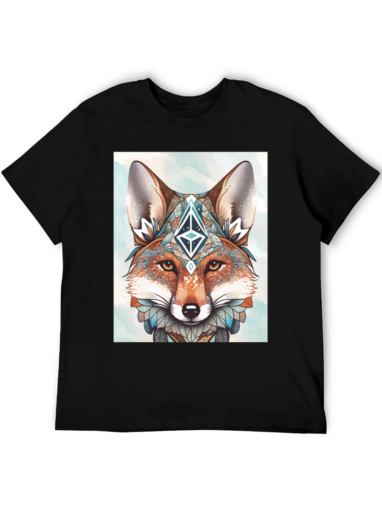 Geometric Fox Graphic Tee - Artistic Animal Print