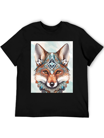 Geometric Fox Graphic Tee - Artistic Animal Print