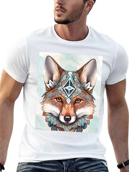 Geometric Fox Graphic Tee - Artistic Animal Print