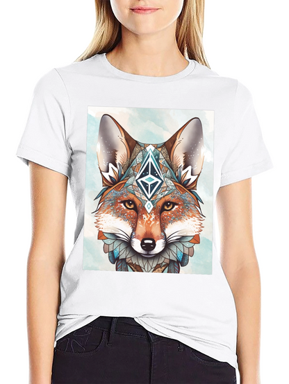 Geometric Fox Graphic Tee - Artistic Animal Print