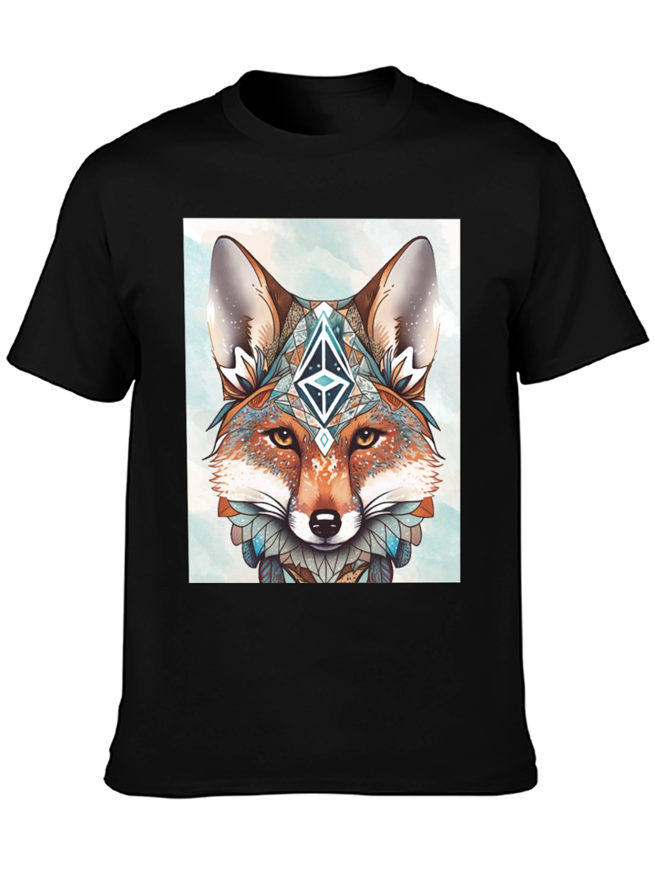 Geometric Fox Graphic Tee - Artistic Animal Print