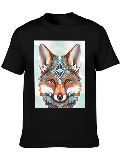 Geometric Fox Graphic Tee - Artistic Animal Print