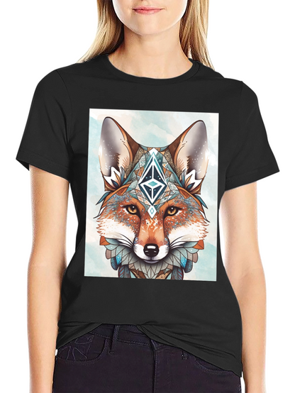 Geometric Fox Graphic Tee - Artistic Animal Print