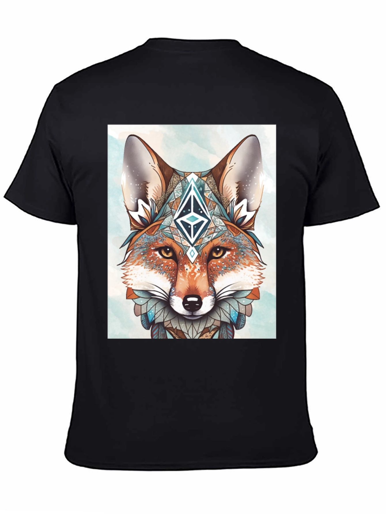 Geometric Fox Graphic Tee - Artistic Animal Print