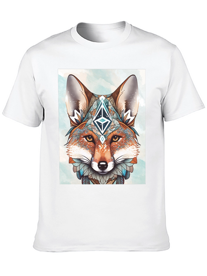 Geometric Fox Graphic Tee - Artistic Animal Print