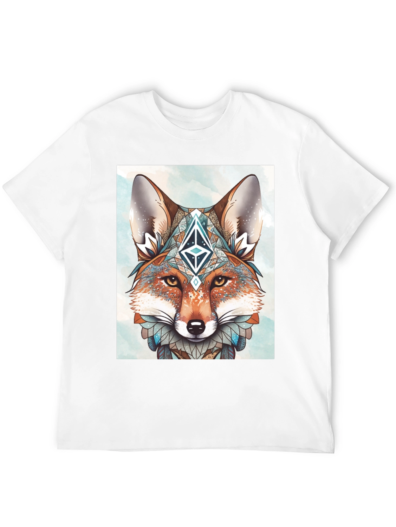 Geometric Fox Graphic Tee - Artistic Animal Print