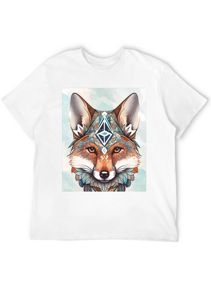 Geometric Fox Graphic Tee - Artistic Animal Print