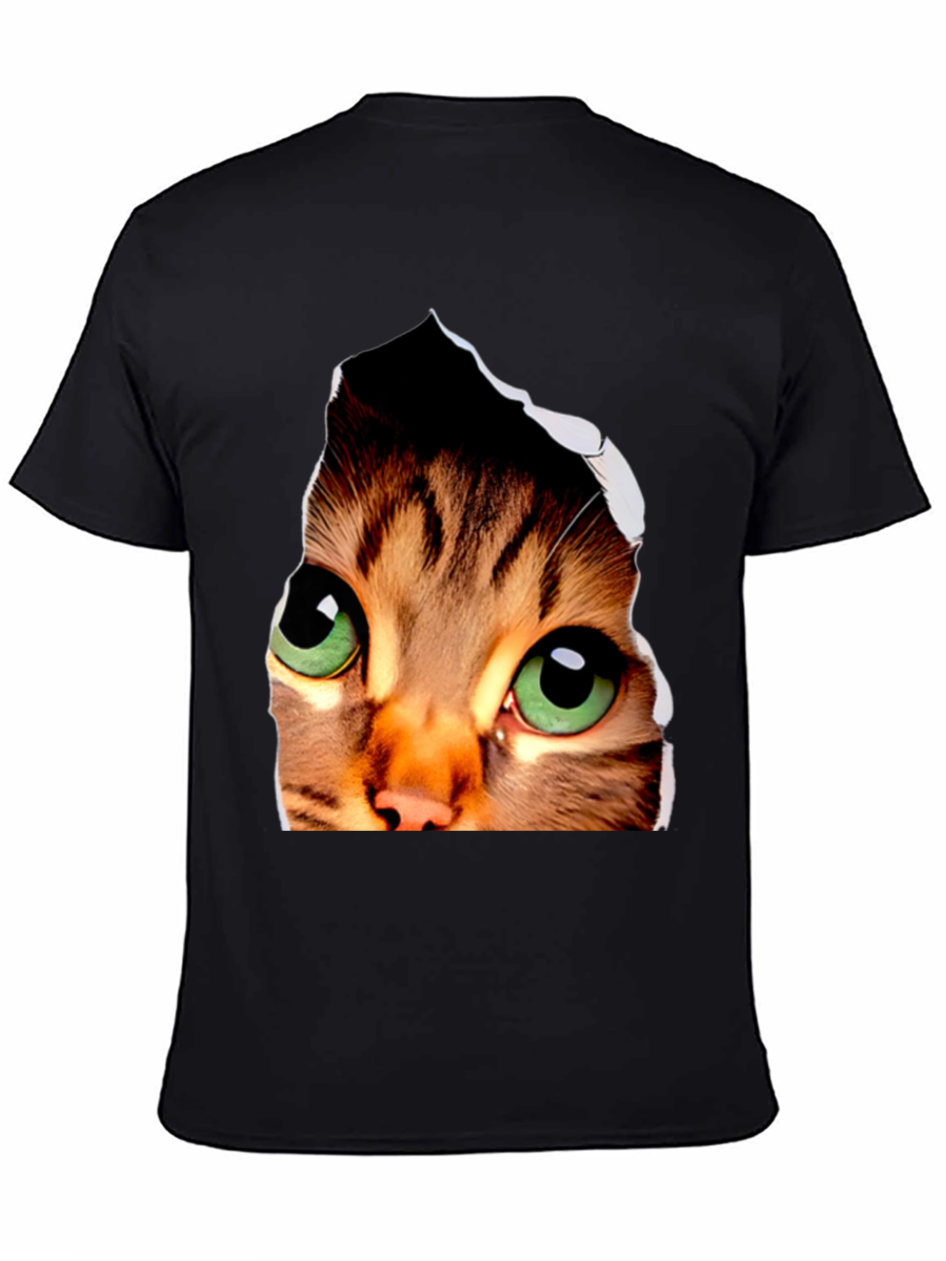 3D Cat Eyes Graphic Black T-Shirt