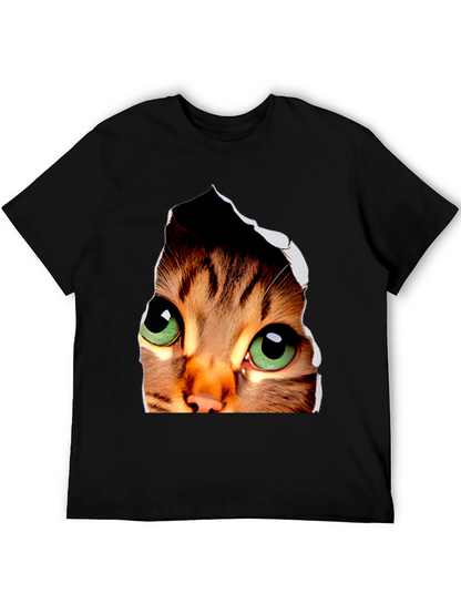 3D Cat Eyes Graphic Black T-Shirt