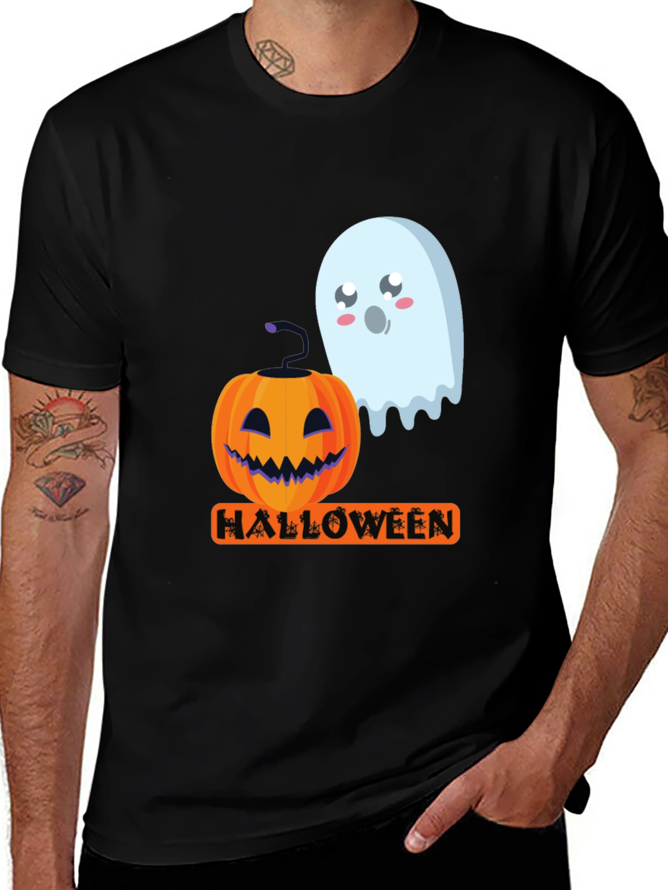 Halloween Pumpkin & Ghost Graphic Tee