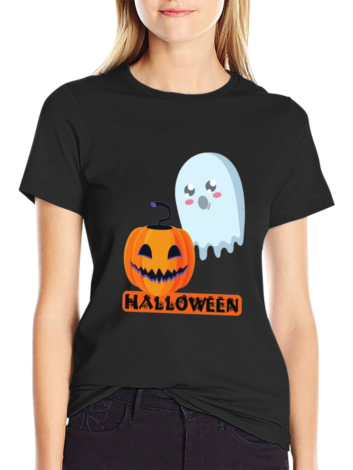 Halloween Pumpkin & Ghost Graphic Tee