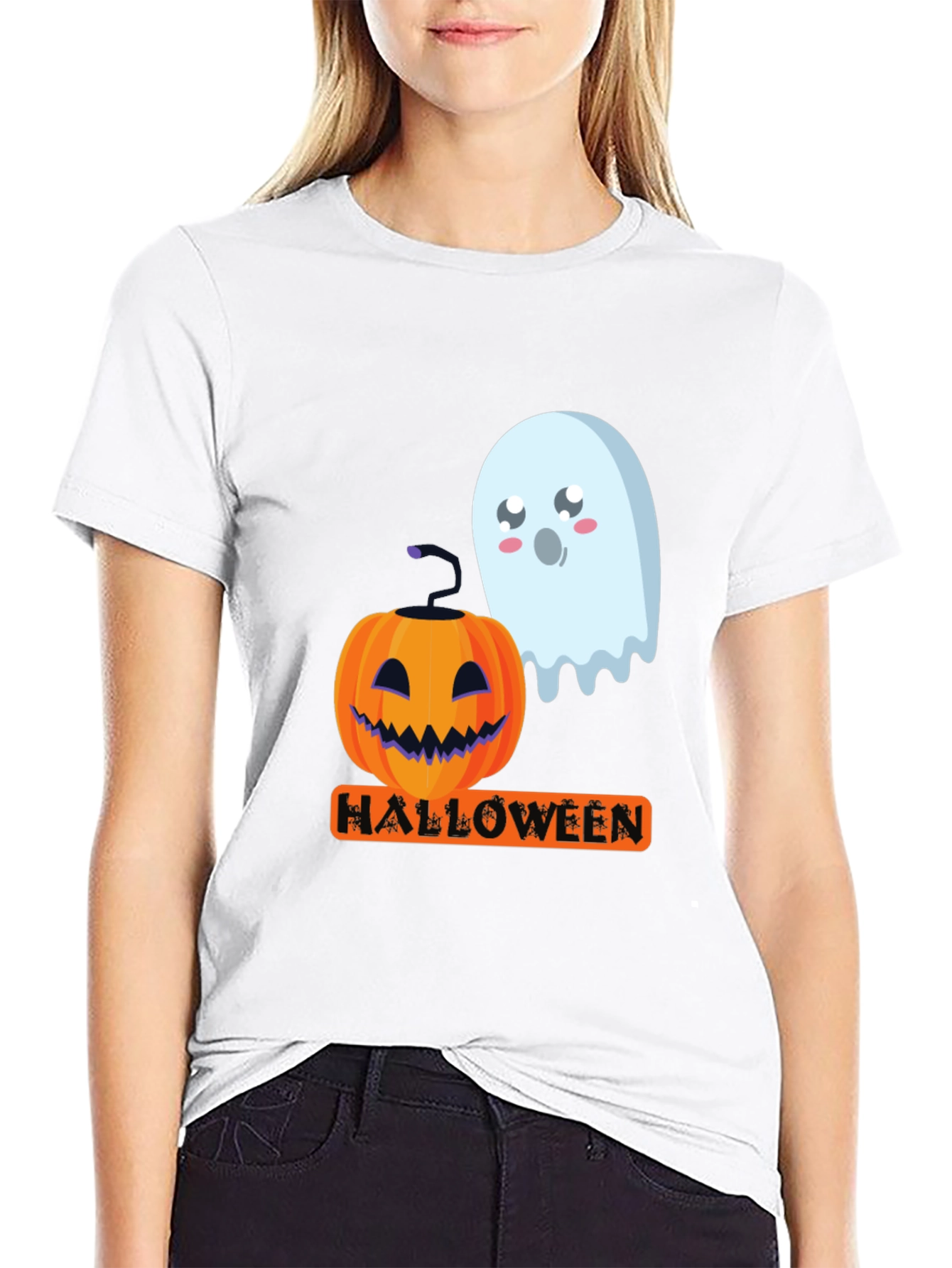 Halloween Pumpkin & Ghost Graphic Tee