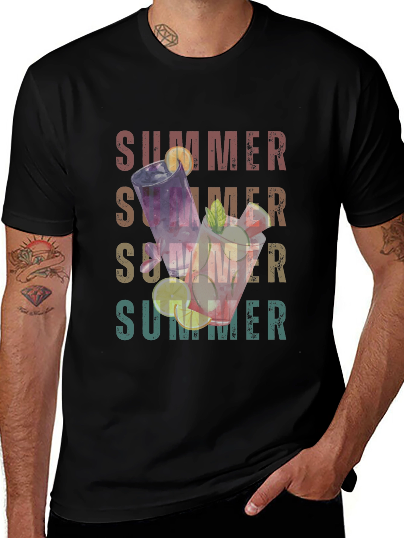 Summer Cocktails Graphic T-Shirt - Casual Style